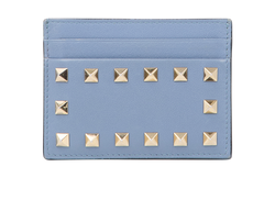 Valentino Rockstud Card Holder, Leather, Blue, MII, B/DB, 2*